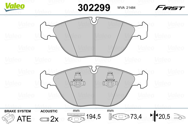 VALEO Első fékbetét 302299_VALEO