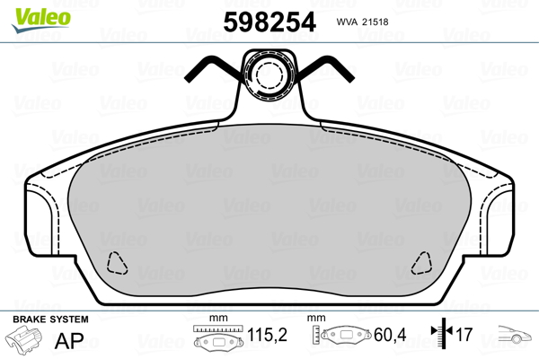 VALEO Első fékbetét 598254_VALEO