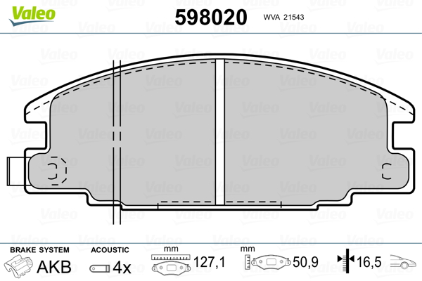 VALEO Első fékbetét 598020_VALEO