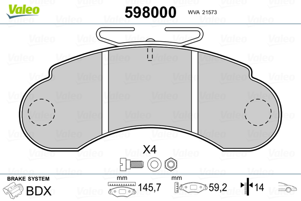 VALEO Első fékbetét 598000_VALEO