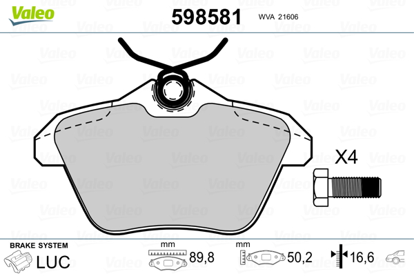 VALEO 598581_VALEO Hátsó fékbetét