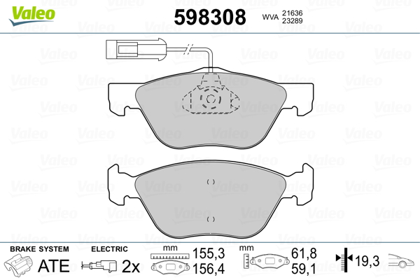 VALEO Első fékbetét 598308_VALEO