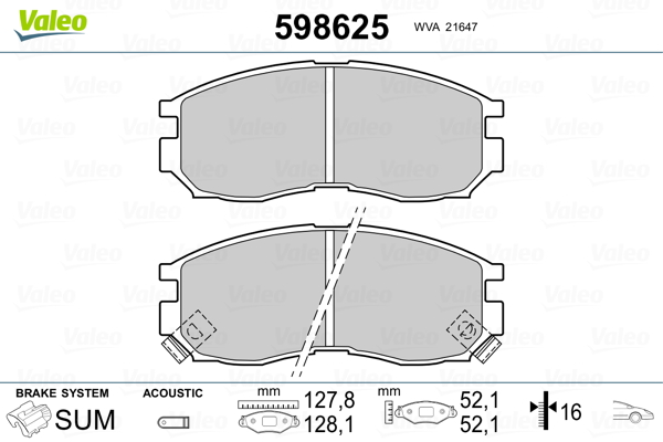 VALEO Első fékbetét 598625_VALEO