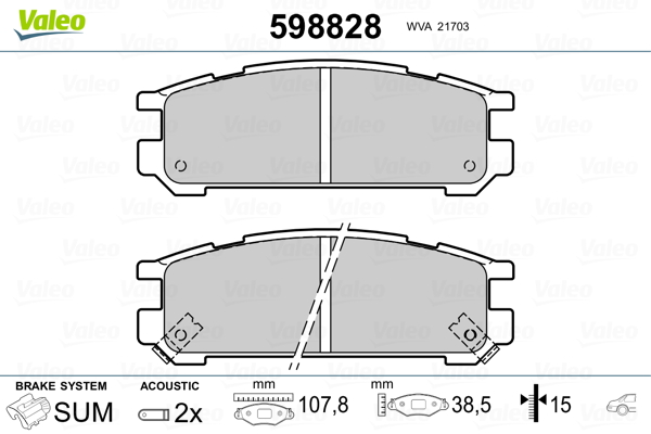 VALEO Hátsó fékbetét 598828_VALEO