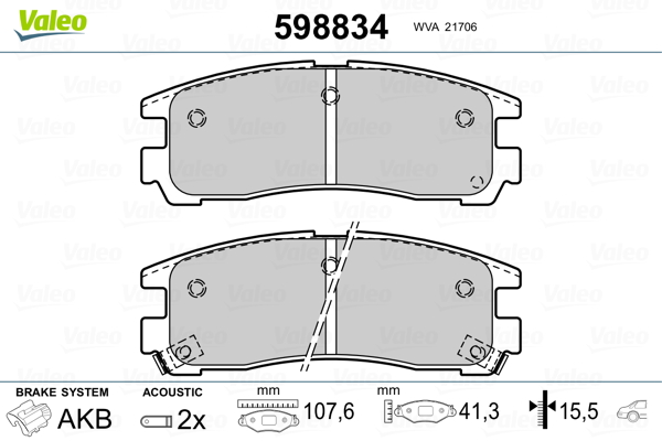 VALEO Hátsó fékbetét 598834_VALEO