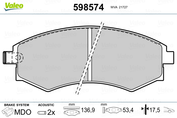 VALEO Első fékbetét 598574_VALEO