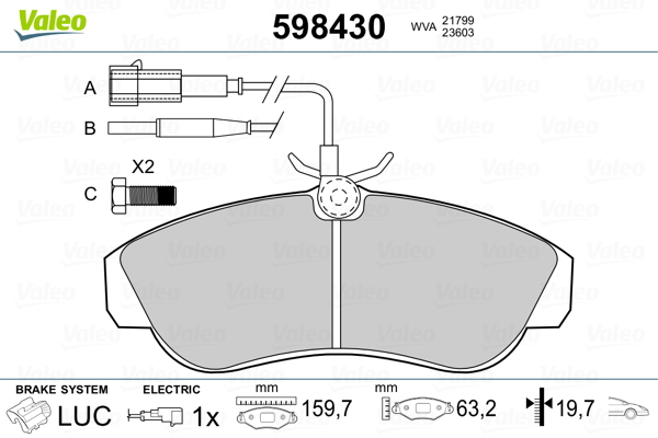 VALEO Első fékbetét 598430_VALEO