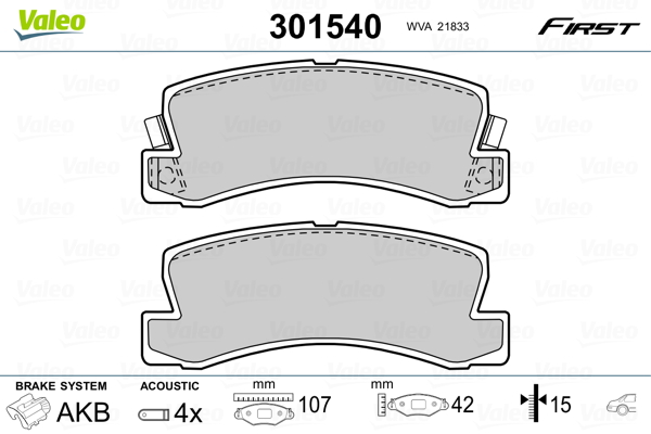VALEO FIRST Hátsó fékbetét 301540_VALEO