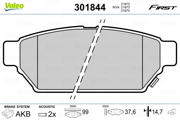 VALEO Hátsó fékbetét 301844_VALEO