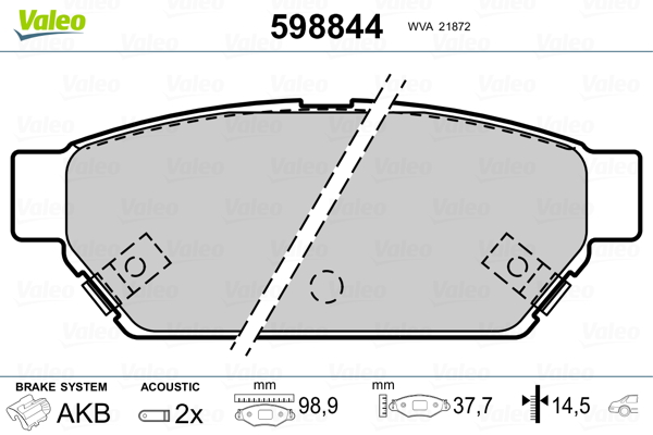 VALEO Hátsó fékbetét 598844_VALEO