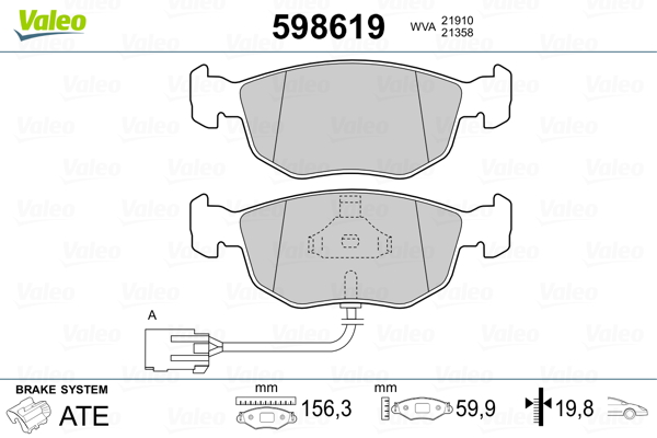 VALEO Első fékbetét 598619_VALEO