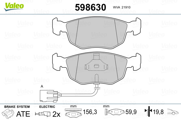 VALEO Első fékbetét 598630_VALEO