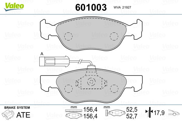 VALEO Első fékbetét 601003_VALEO