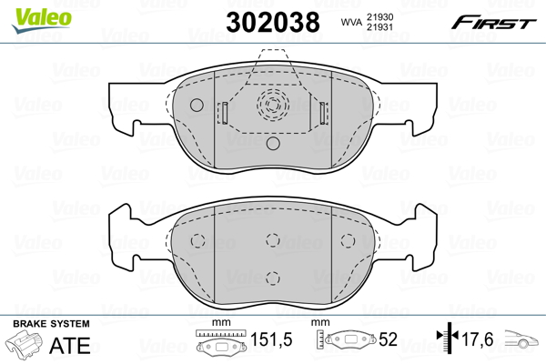 VALEO Első fékbetét 302038_VALEO