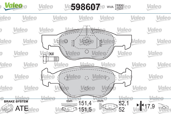 VALEO Első fékbetét 598607_VALEO