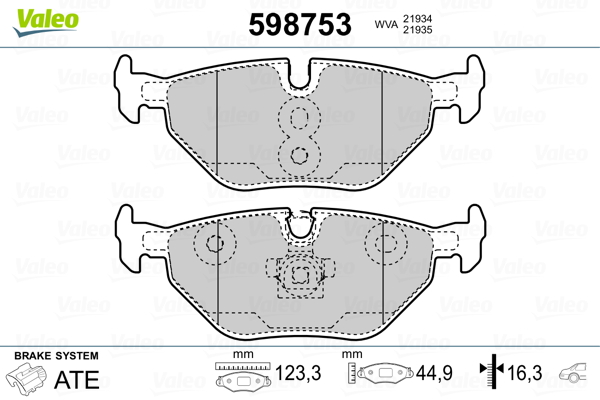 VALEO Hátsó fékbetét 598753_VALEO