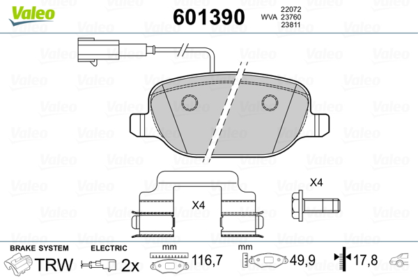 VALEO Hátsó fékbetét 601390_VALEO