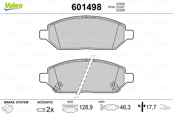 VALEO Első fékbetét 601498_VALEO