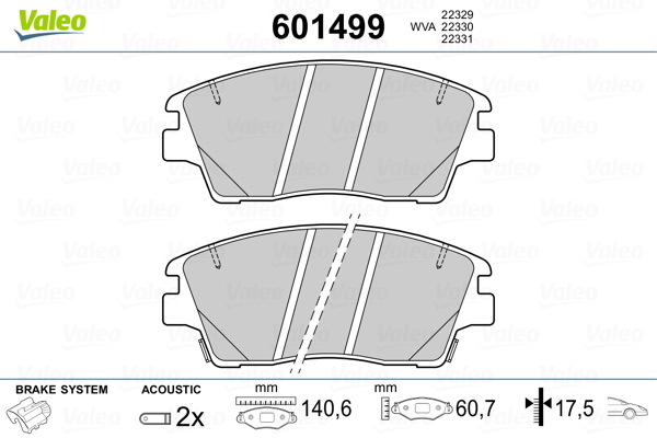 VALEO Első fékbetét 601499_VALEO