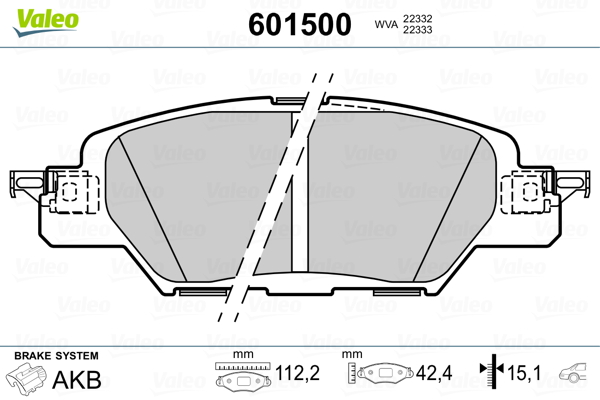 VALEO Hátsó fékbetét 601500_VALEO