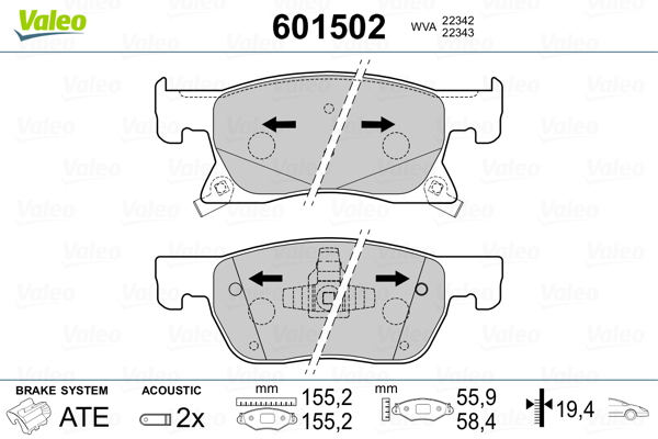 VALEO Első fékbetét 601502_VALEO