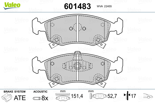 VALEO Első fékbetét 601483_VALEO