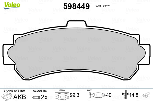 VALEO Hátsó fékbetét 598449_VALEO