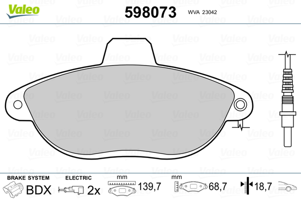 VALEO Első fékbetét 598073_VALEO