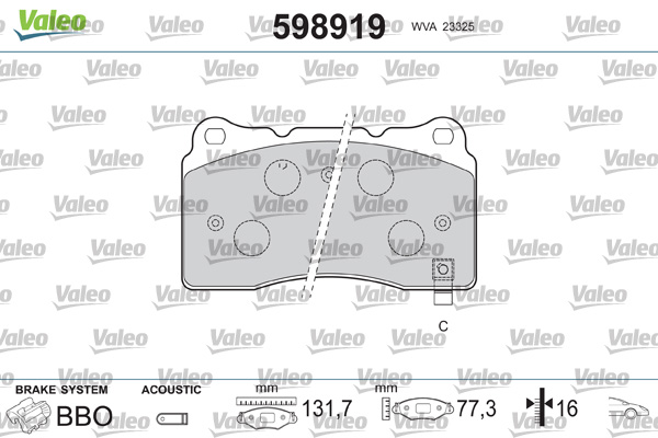 VALEO Első fékbetét 598919_VALEO