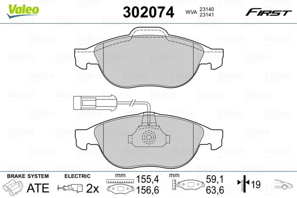 VALEO Első fékbetét 302074_VALEO