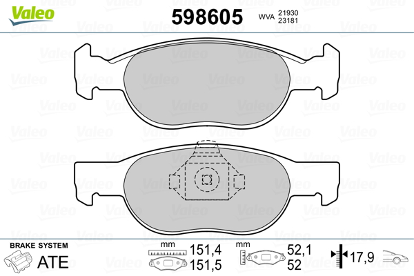 VALEO Első fékbetét 598605_VALEO