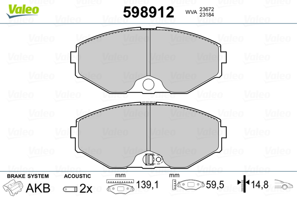 VALEO Első fékbetét 598912_VALEO