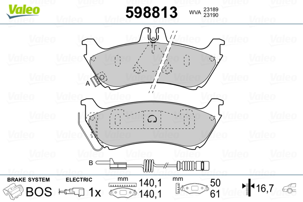 VALEO Hátsó fékbetét 598813_VALEO