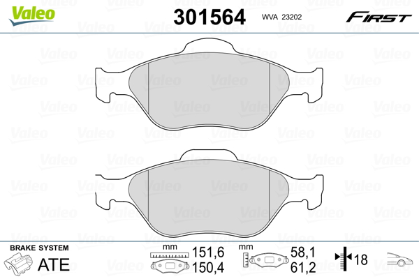 VALEO FIRST Első fékbetét 301564_VALEO