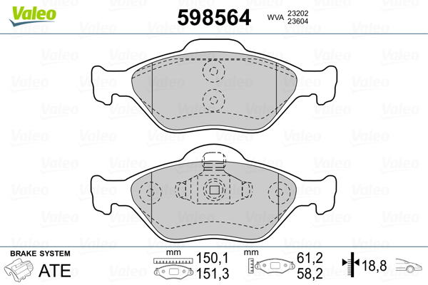 VALEO Első fékbetét 598564_VALEO