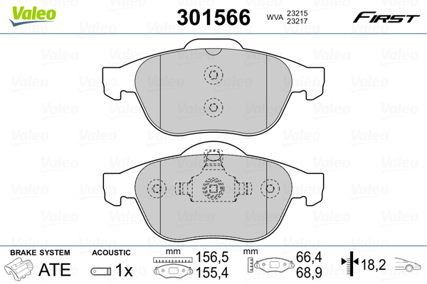 VALEO 301566_VALEO Első fékbetét