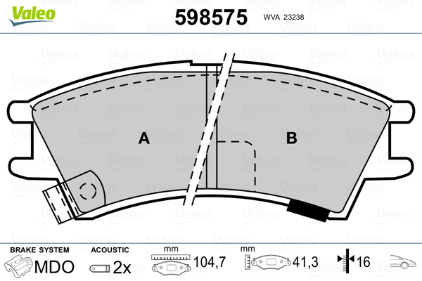 VALEO Első fékbetét 598575_VALEO