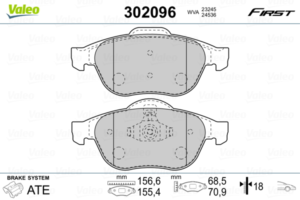 VALEO Első fékbetét 302096_VALEO