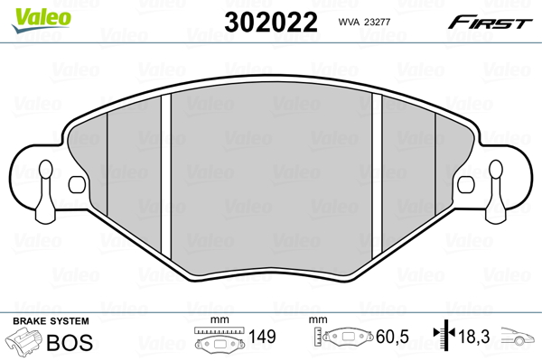 VALEO Első fékbetét 302022_VALEO