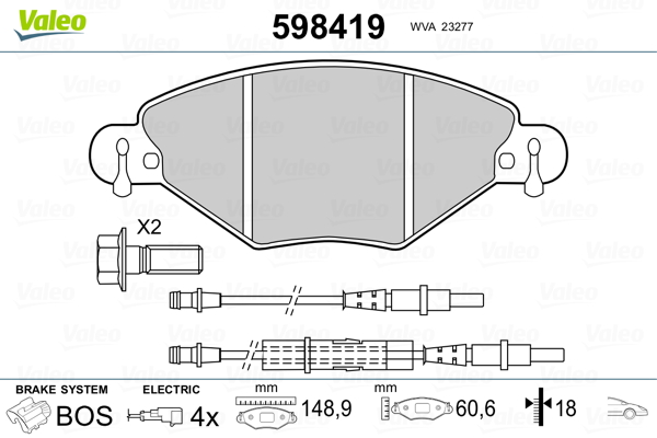 VALEO Első fékbetét 598419_VALEO