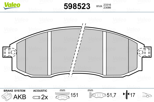 VALEO Első fékbetét 598523_VALEO