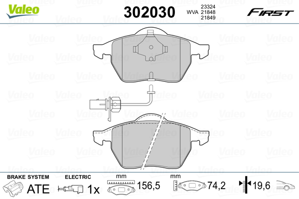 VALEO Első fékbetét 302030_VALEO