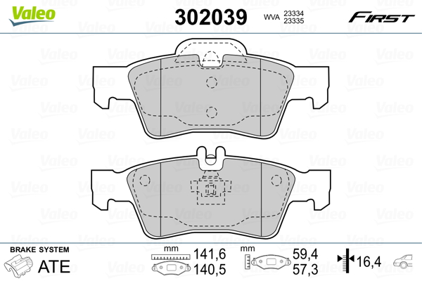 VALEO Hátsó fékbetét 302039_VALEO