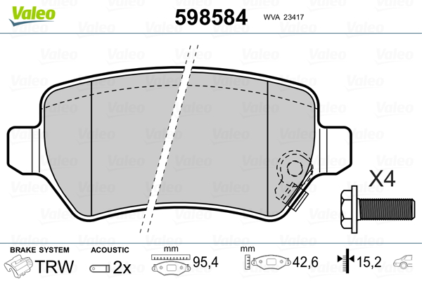 VALEO Hátsó fékbetét 598584_VALEO