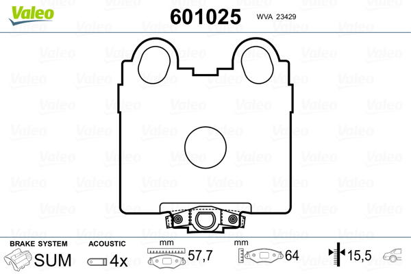 VALEO Hátsó fékbetét 601025_VALEO