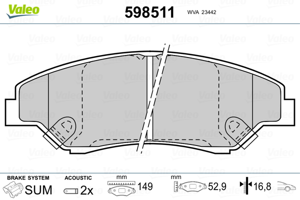 VALEO Első fékbetét 598511_VALEO