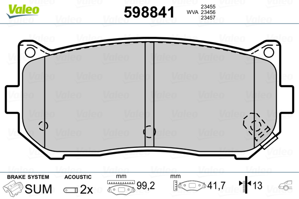 VALEO Hátsó fékbetét 598841_VALEO