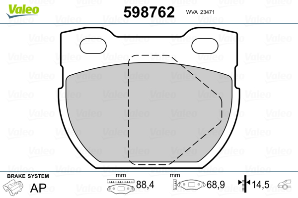 VALEO Hátsó fékbetét 598762_VALEO