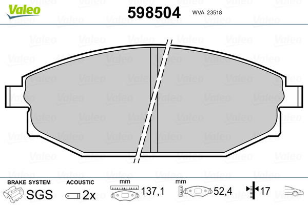 VALEO Első fékbetét 598504_VALEO