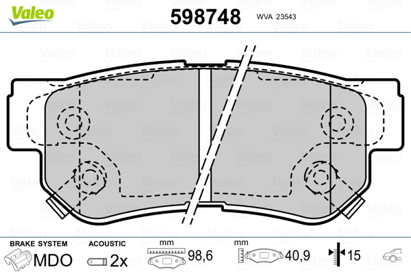 VALEO 598748_VALEO Hátsó fékbetét